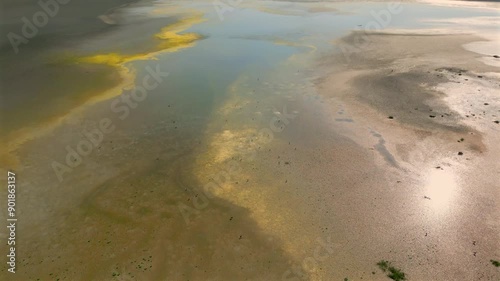 Aerial view of the multicolored texture and patterns of Yarisli Lake in Burdur, Turkey photo