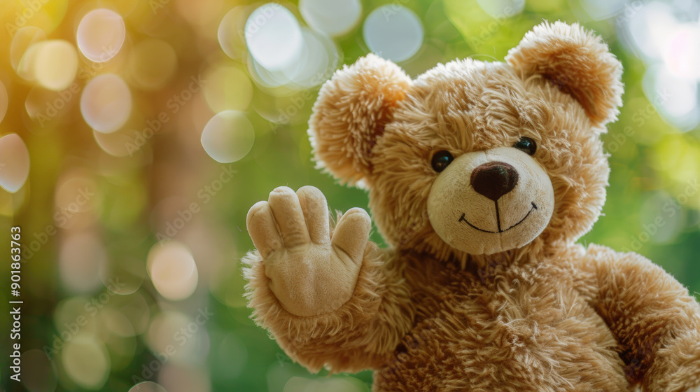 Friendly Teddy Bear Waving Hello. Generative AI Friendly Teddy Bear Waving Hello. Generative AI