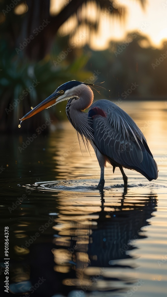 Naklejka premium great blue heron ardea alba