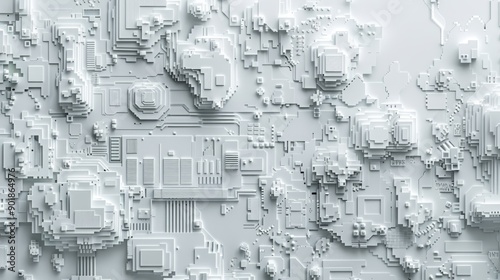 Intricate Paper Art Depiction of Big Data Technology and Cyber Security Concepts in a Modern Abstract Design