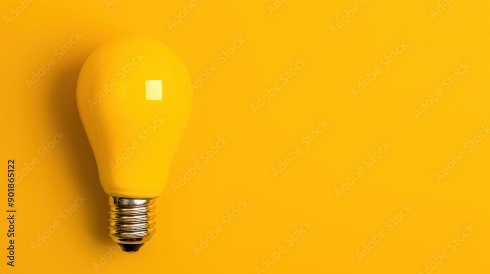 A bright yellow lightbulb, symbolizing ideas and creativity, against a minimalist background with ample copy space. This image conveys a sense of innovation and originality. A bright yellow lightbulb, symbolizing ideas and creativity, against a minimalist background with ample copy space. This image conveys a sense of innovation and originality.