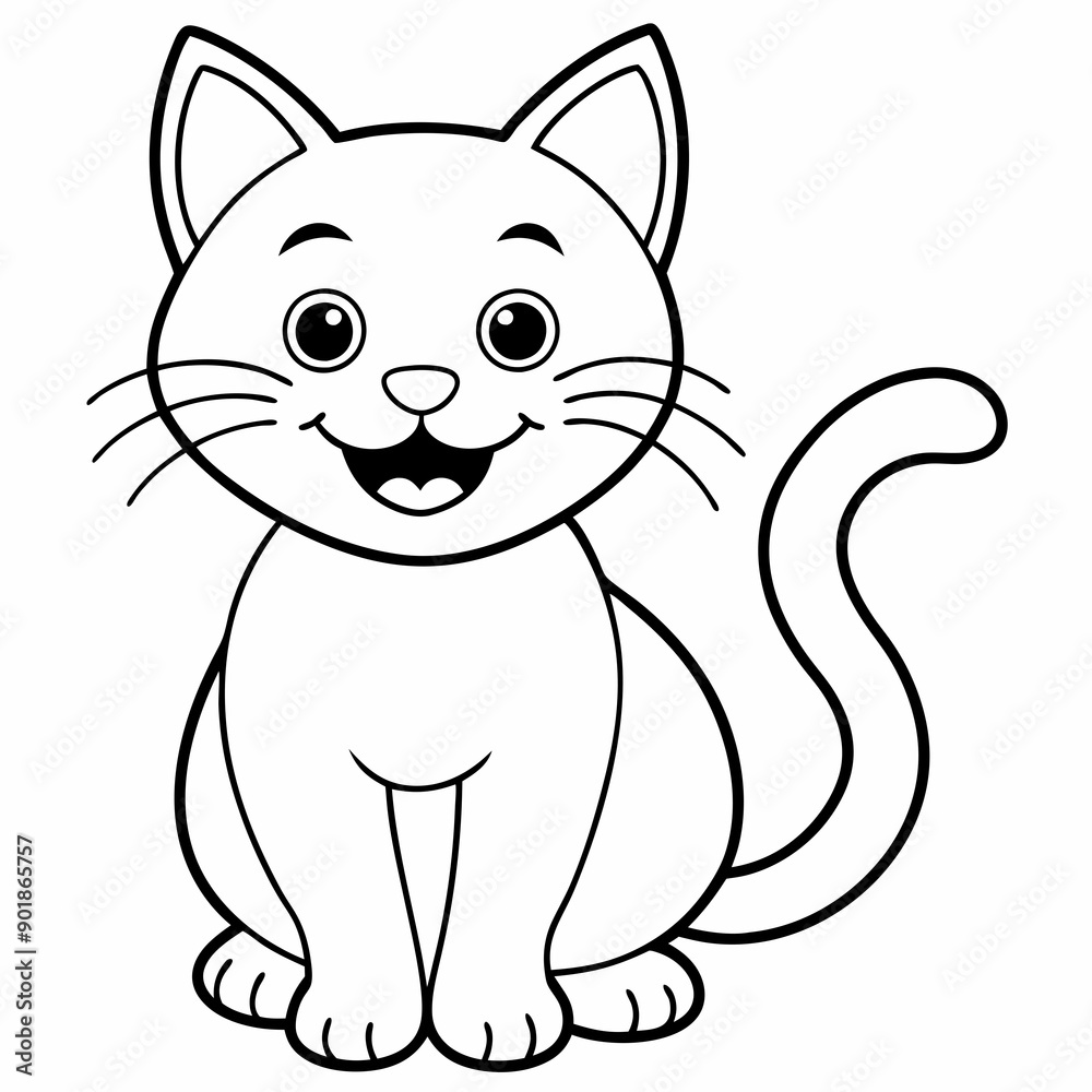 engaging line art illustration of a friendly cat vector SVG engaging line art illustration of a friendly cat vector SVG