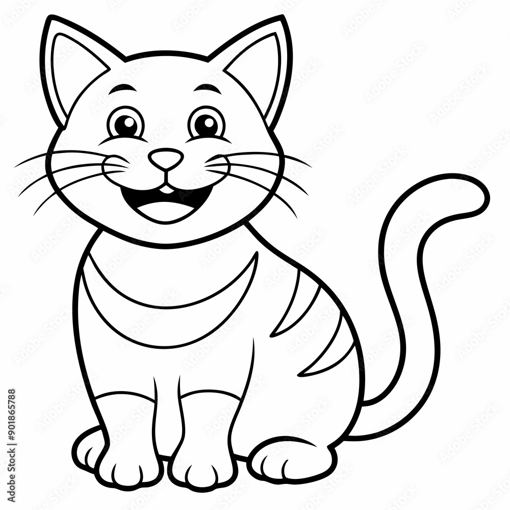 engaging line art illustration of a friendly cat vector SVG engaging line art illustration of a friendly cat vector SVG