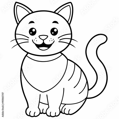 engaging line art illustration of a friendly cat vector SVG