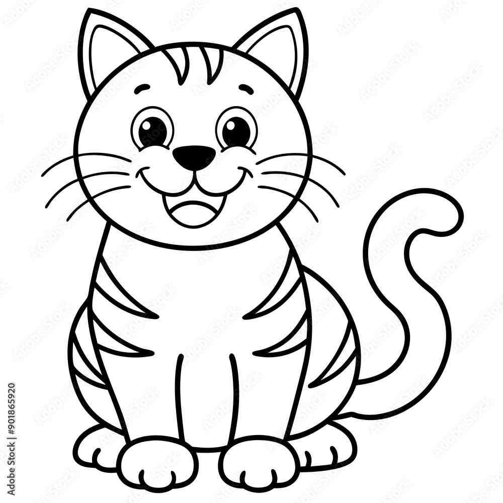 engaging line art illustration of a friendly cat vector SVG engaging line art illustration of a friendly cat vector SVG