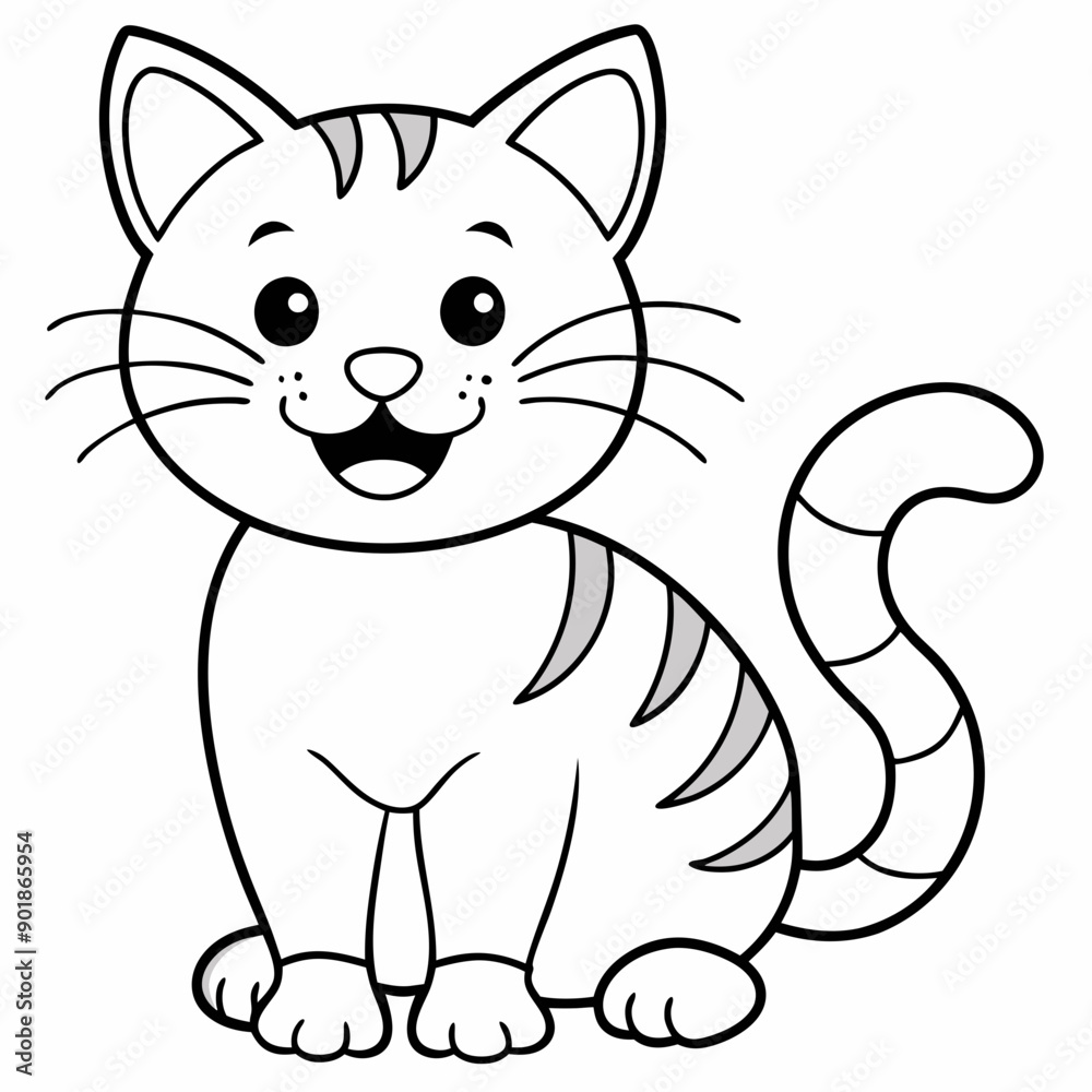 engaging line art illustration of a friendly cat vector SVG engaging line art illustration of a friendly cat vector SVG