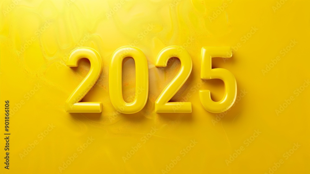 The year 2025 in bold yellow numbers on a matching yellow background The year 2025 in bold yellow numbers on a matching yellow background