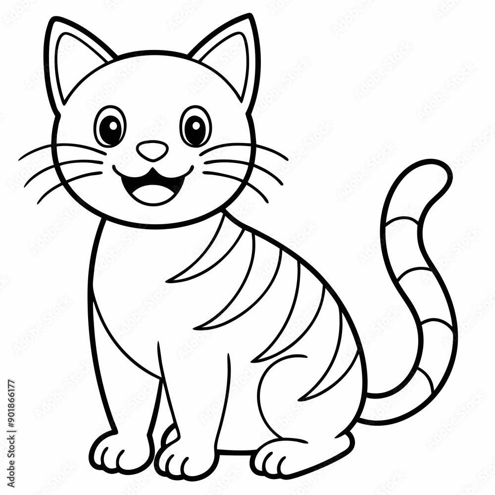 engaging line art illustration of a friendly cat vector SVG engaging line art illustration of a friendly cat vector SVG