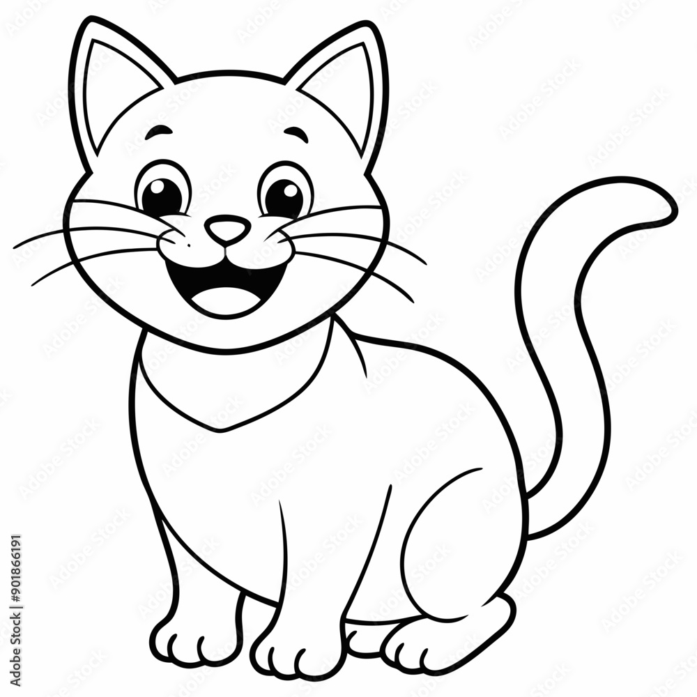 engaging line art illustration of a friendly cat vector SVG engaging line art illustration of a friendly cat vector SVG