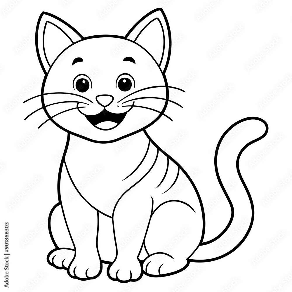 engaging line art illustration of a friendly cat vector SVG engaging line art illustration of a friendly cat vector SVG