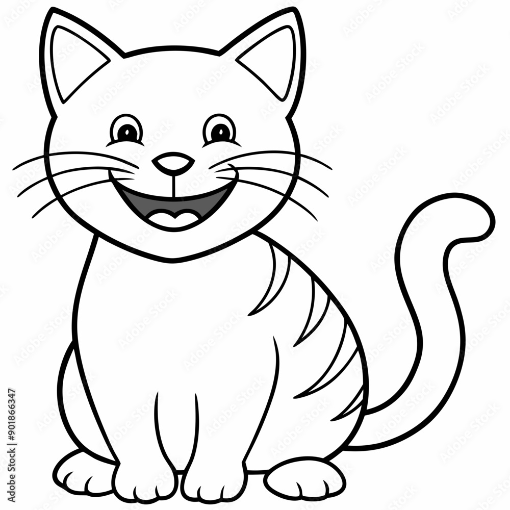 engaging line art illustration of a friendly cat vector SVG engaging line art illustration of a friendly cat vector SVG
