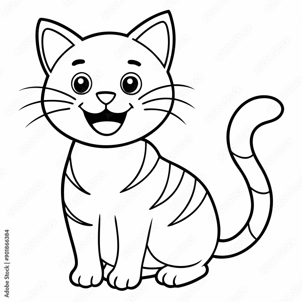 engaging line art illustration of a friendly cat vector SVG engaging line art illustration of a friendly cat vector SVG