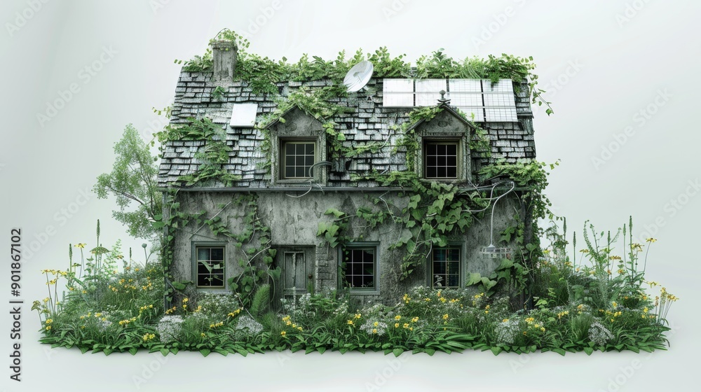 Sustainable ESG Green Concept with Paper Art Collage Featuring Eco-Friendly House and Lush Greenery Sustainable ESG Green Concept with Paper Art Collage Featuring Eco-Friendly House and Lush Greenery
