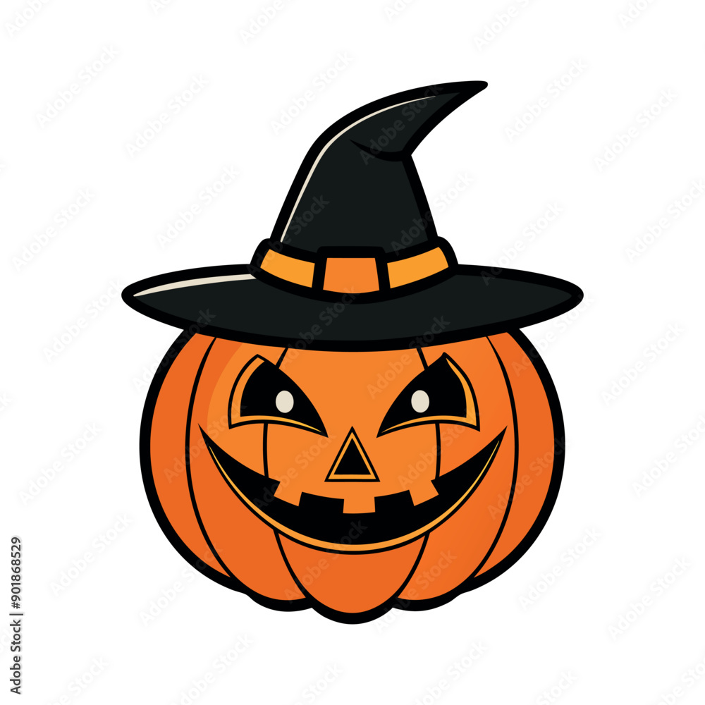 Vector Halloween pumpkin Clipart illustration On a White Background