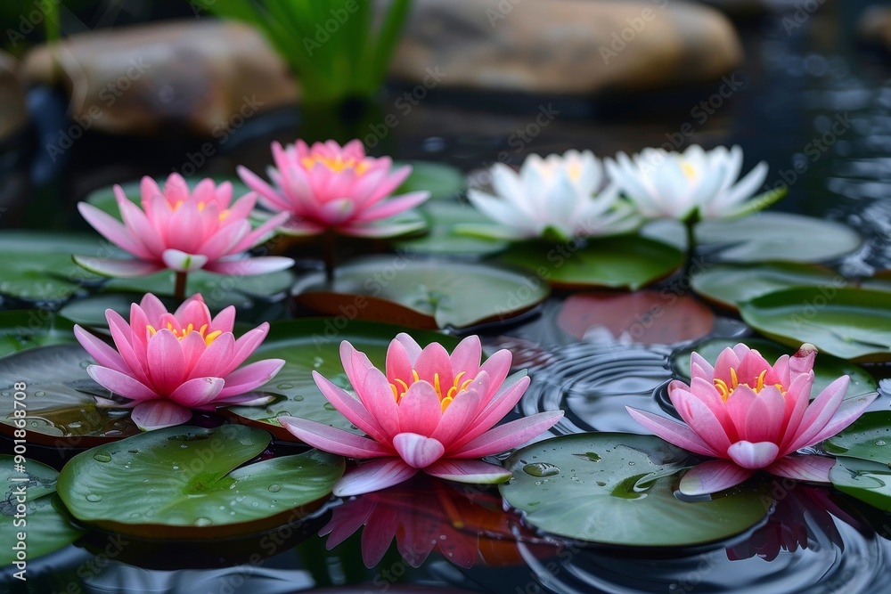 beautiful pond with water lilies beautiful pond with water lilies