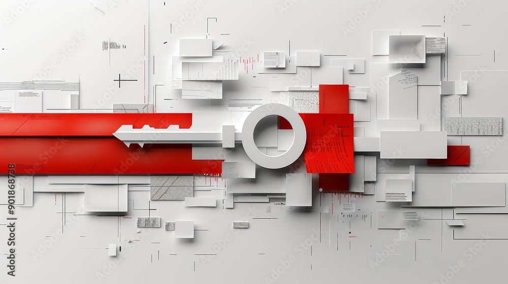 Big Data Technology and Cyber Security Concept with Paper Art Elements, Abstract Digital Key, and Modern Design Big Data Technology and Cyber Security Concept with Paper Art Elements, Abstract Digital Key, and Modern Design