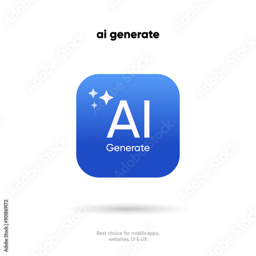 Generate AI button symbol. Artificial intelligence sign button. Machine learning generator and generate text and image press button prompt. Magic stars symbol. Chat brain assistant
