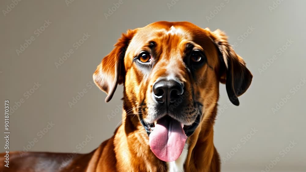 Happy Dog with Big Smile Under Studio Lights Happy Dog with Big Smile Under Studio Lights