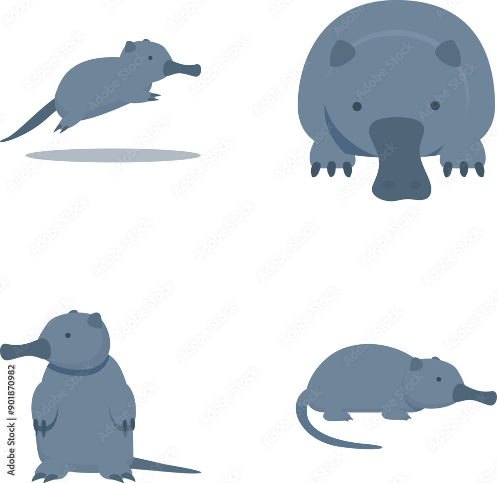 Obraz na plátně Desman animal icons set cartoon vector