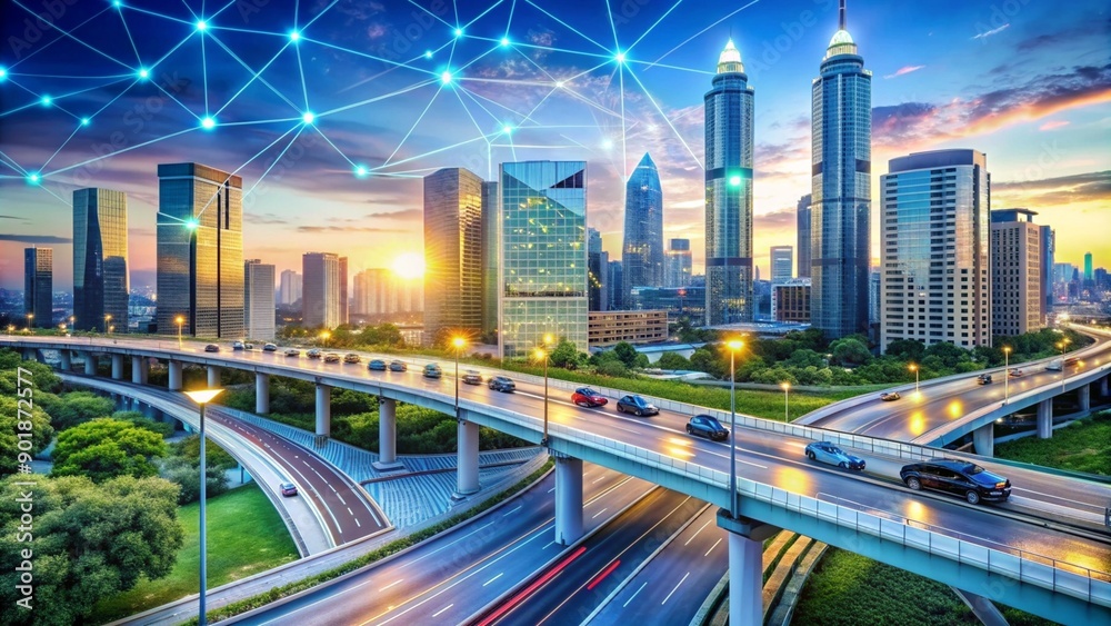 Fototapeta premium Efficient Urban Transportation Hub Concept for Smart Cities