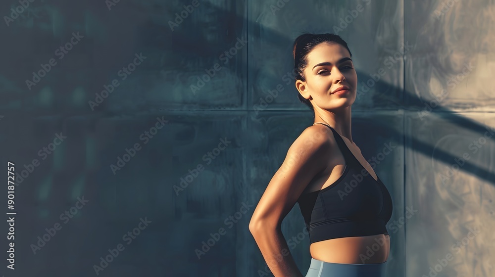 Obraz premium Young woman in sportswear with her hand on hip.