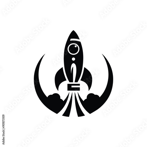 Blast Off Rocket Vector Silhouette