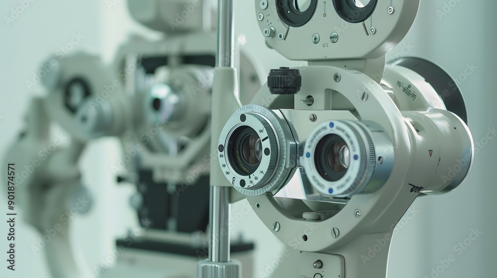 Fototapeta premium Close-up of an ophthalmological device used for eye examinations.