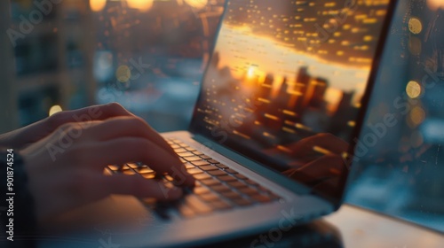 The laptop with coding