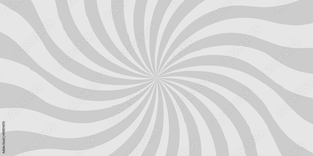 Vector white and gray sun rays and sunburst backdrop background. Modern seamless retro vintage burst sunrise sunbeam element spiral striped illustration sunray template wallpaper design.