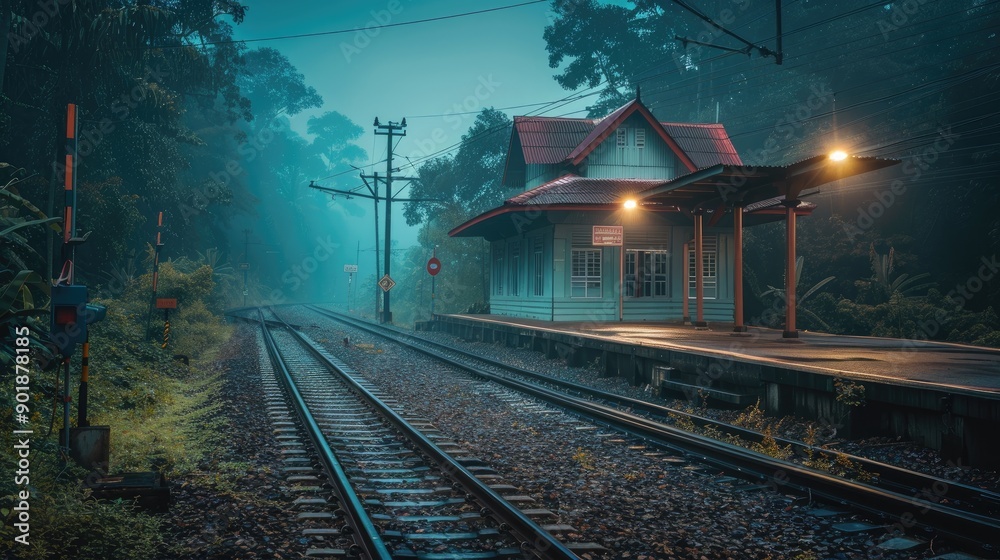 Naklejka premium Rural railway station