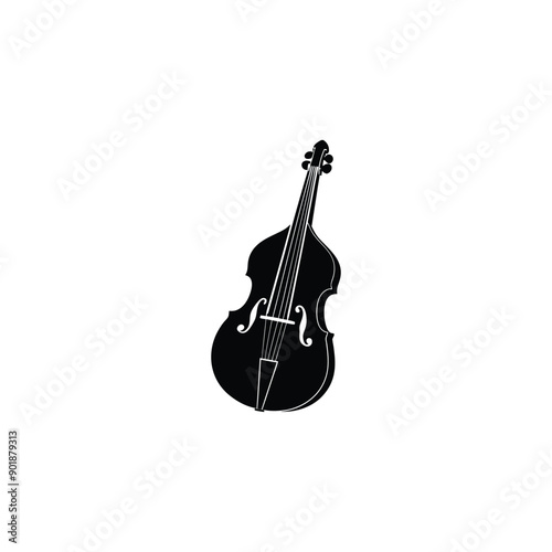 Double bass icon isolated on white background from music collection