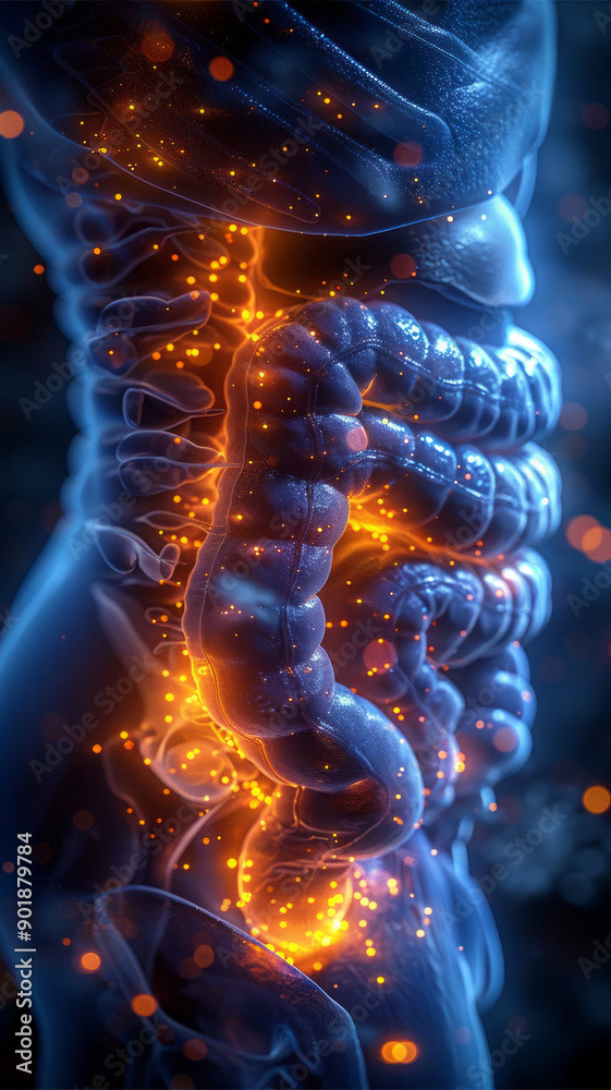 Human illustration stomach in front corner of his liver highlighted.generative ai Human illustration stomach in front corner of his liver highlighted.generative ai