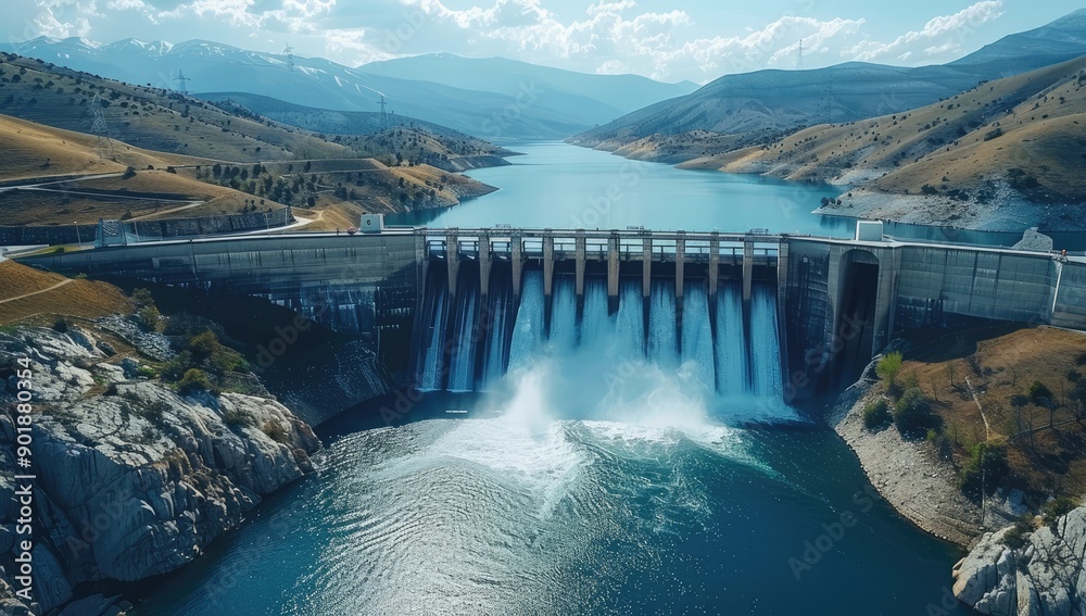Aerial View of Hydroelectric Dam and Reservoir Aerial View of Hydroelectric Dam and Reservoir
