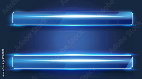 A set of blank blue banners accented with two light lines, ideal for various signage or display purposes