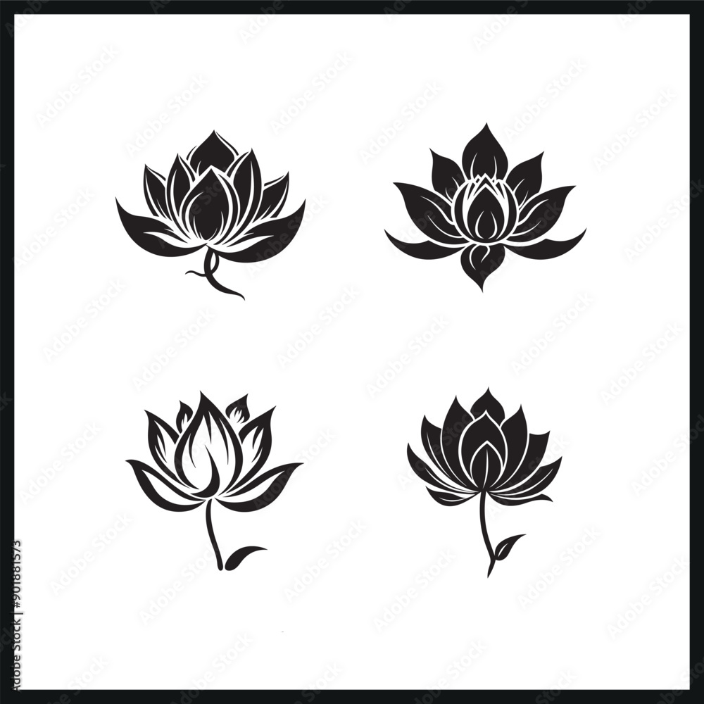 Vector lotus flower vector silhouette water lily Vector lotus flower vector silhouette water lily