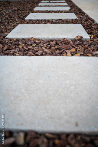 The Gray Garden Tile and Red Gravel