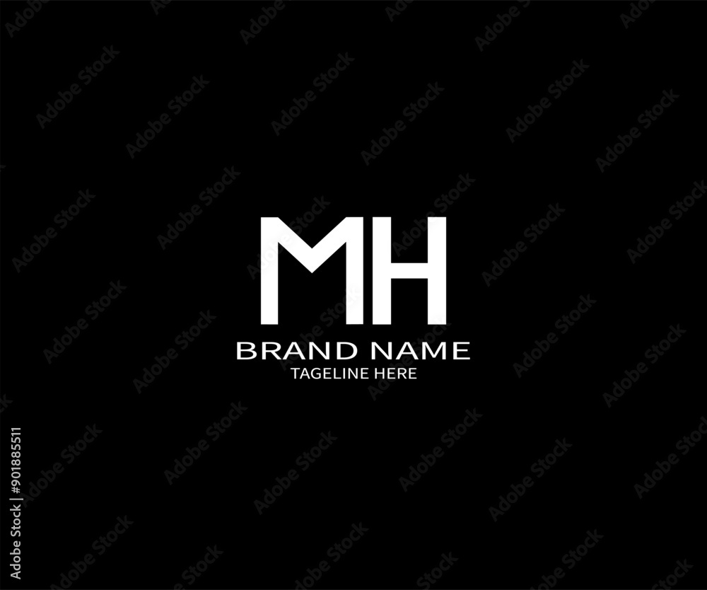 Fototapeta premium MH letter logo design on black background. MH creative initials letter logo concept. MH unique design