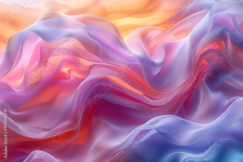 Wallpaper Mural A colorful, flowing piece of fabric with a pink and blue hue Torontodigital.ca