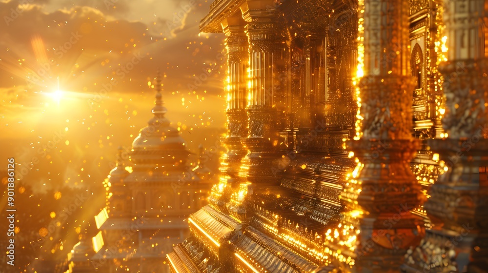 Fototapeta premium Golden Temple at Sunset.