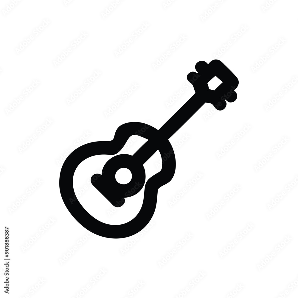 Guitar minimal icon silhouette vector illustration isolated on white background Guitar minimal icon silhouette vector illustration isolated on white background