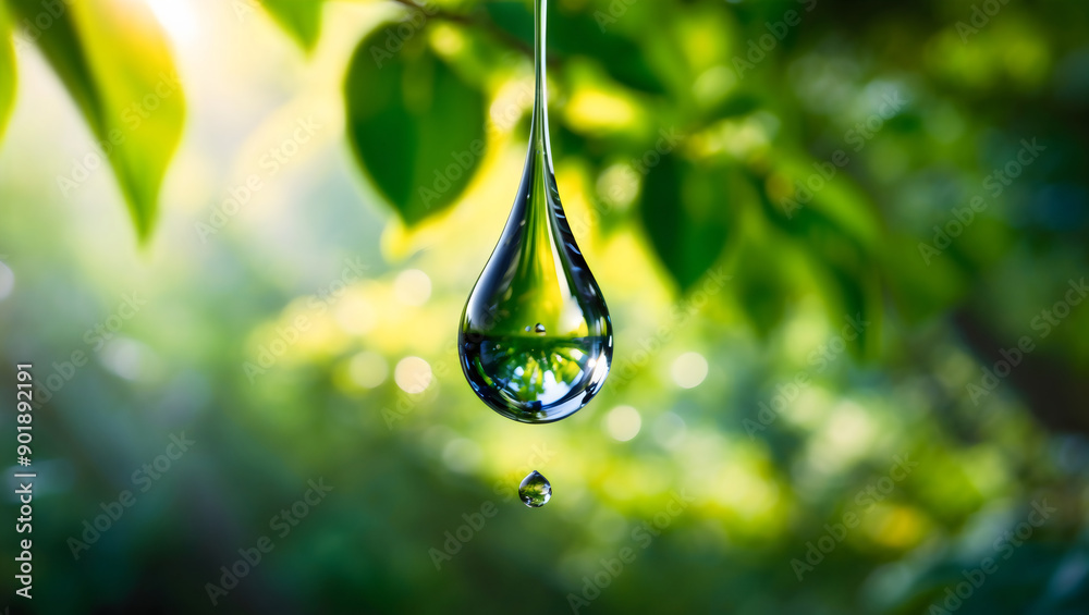 Crystal Clear Water Droplet Hanging From Leaf in Lush Green Forest During Daylight Crystal Clear Water Droplet Hanging From Leaf in Lush Green Forest During Daylight