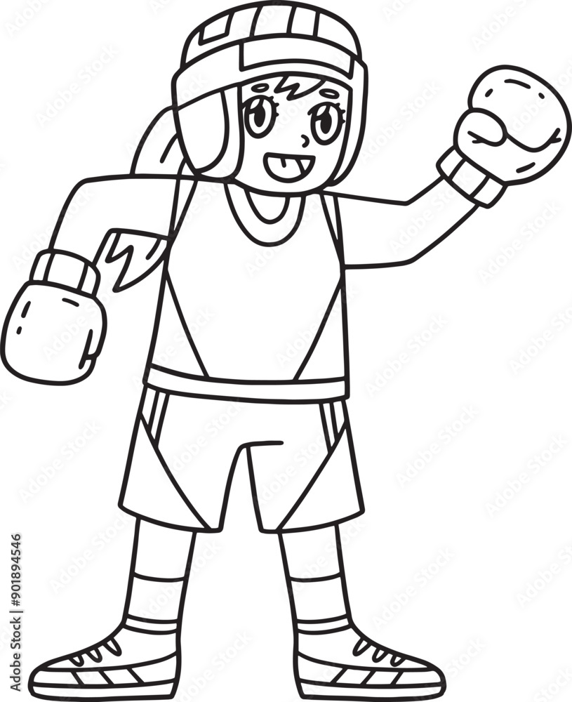 Boxing Female Boxer with Protective Gear Isolated Boxing Female Boxer with Protective Gear Isolated
