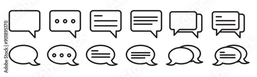 Text message icon set. chat speech balloon vector symbol. dialog bubble. communicate pictogram. social media comment button. sms sign.