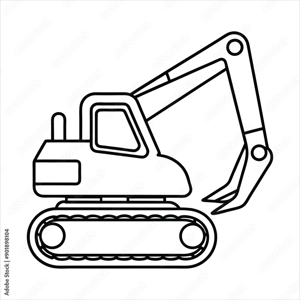 Excavator line art vector Excavator line art vector