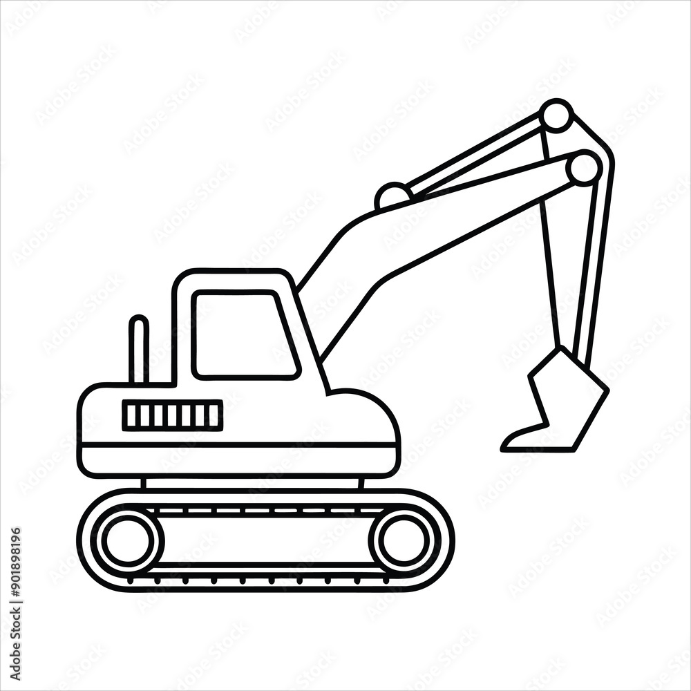 Excavator line art vector Excavator line art vector