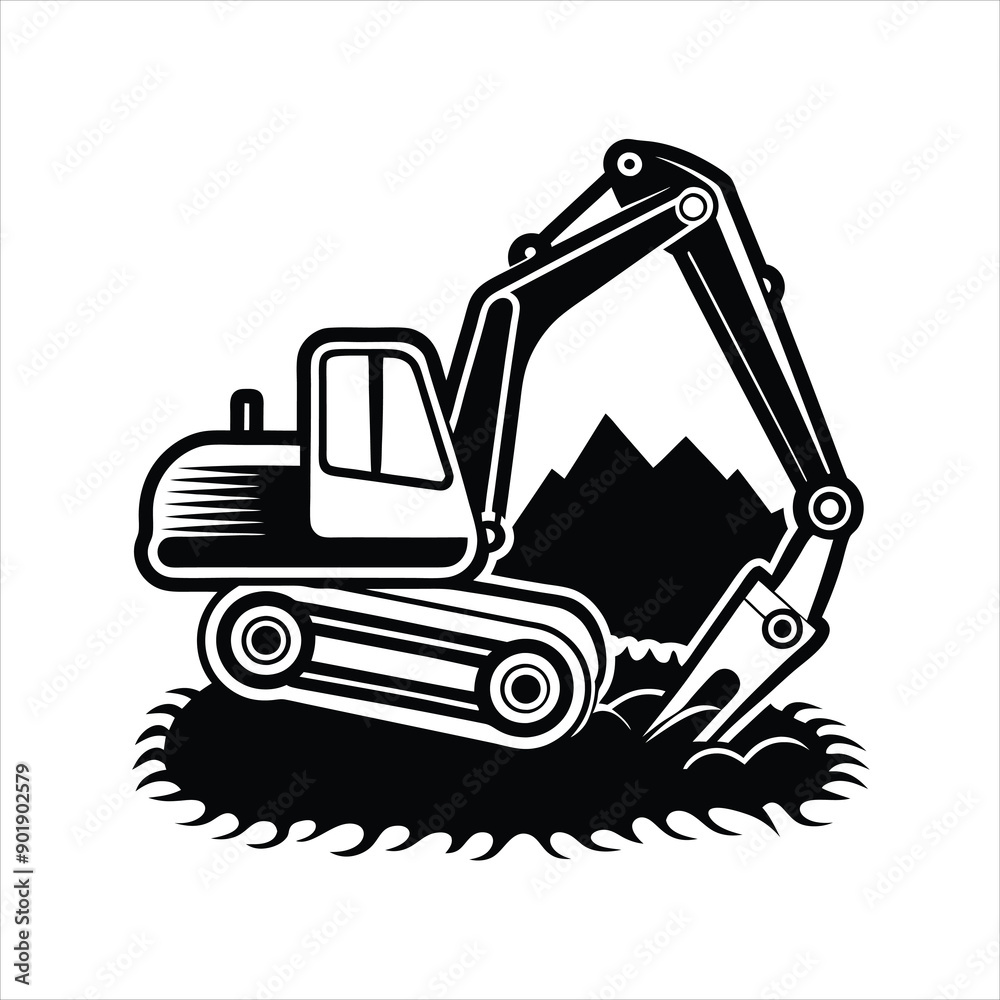 Naklejka premium excavator silhouette vector