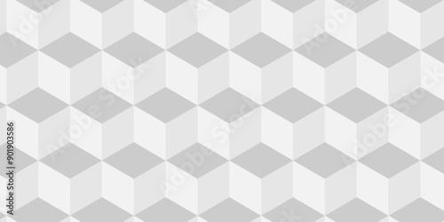  Abstract cube geometric tile and mosaic wall or grid backdrop hexagon technology. white or gray geometric block cube structure. Vector of cube geometric pattern grid backdrop triangle background.