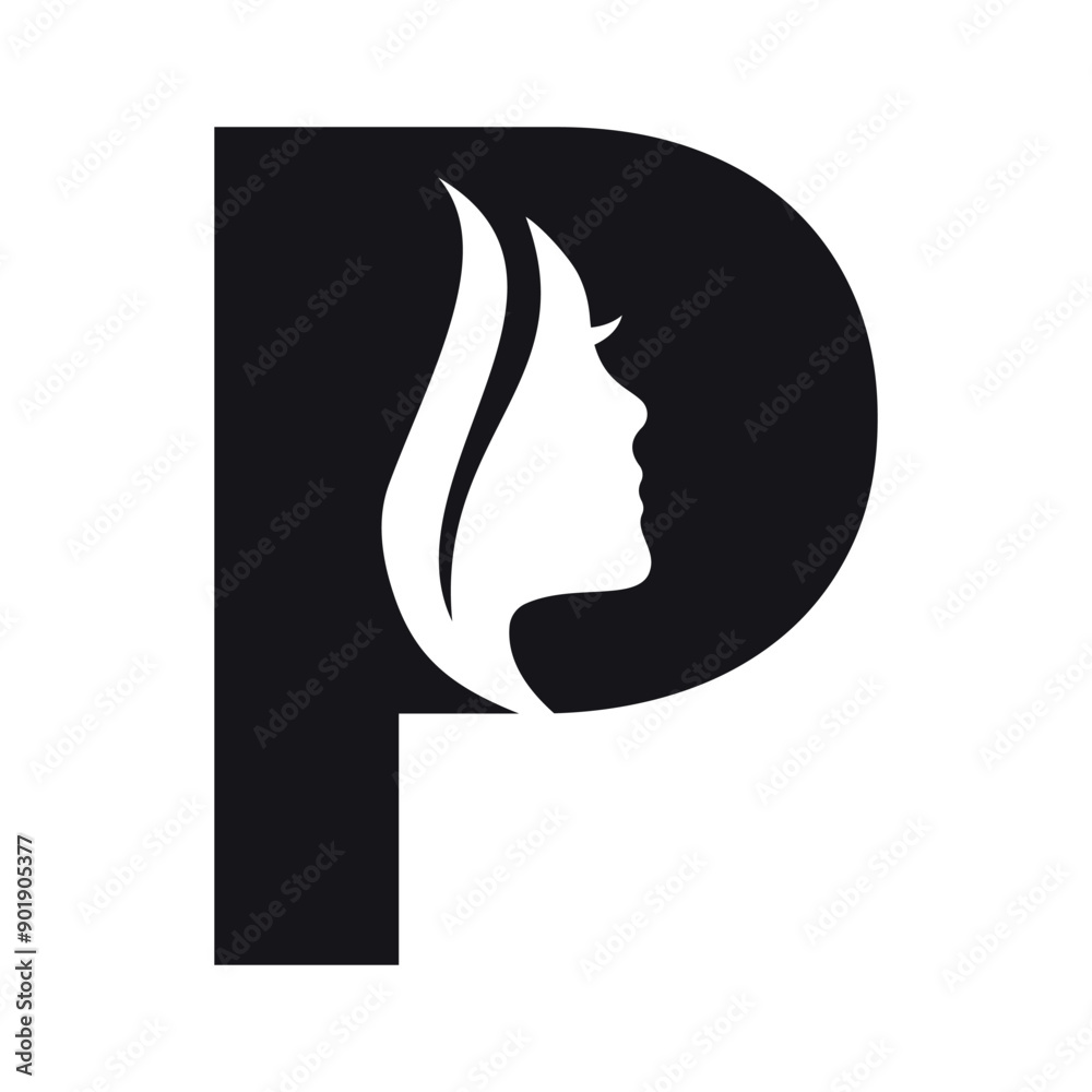 Face Logo combine with letter Pvector template Face Logo combine with letter Pvector template