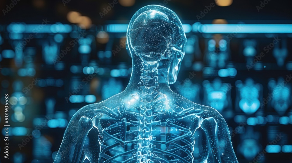 bones in human body, isolated 3D hologram. bones in human body, isolated 3D hologram.