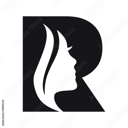 Face Logo combine with letter R vector template